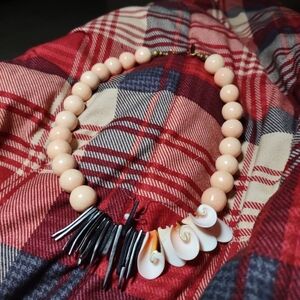 Chic Peach and White Beaded Necklace